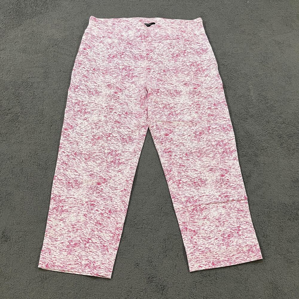 Zac & Rachel Millennium Pink White Crop Capris Pull On Pants Women's Size 12